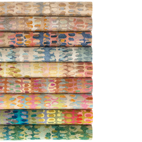 Dash and Albert Rugs Paint Chip Handmade Hand Hooked Wool Beige/Blue